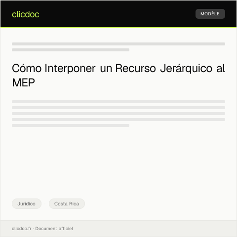 Vista previa del documento Interponer recurso jerárquico por resolución desfavorable del Ministerio de Educación Pública — Jurídico, Costa Rica