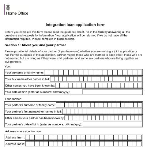 Document preview: Apply for a refugee integration loan — UK Visas and Immigration, United Kingdom