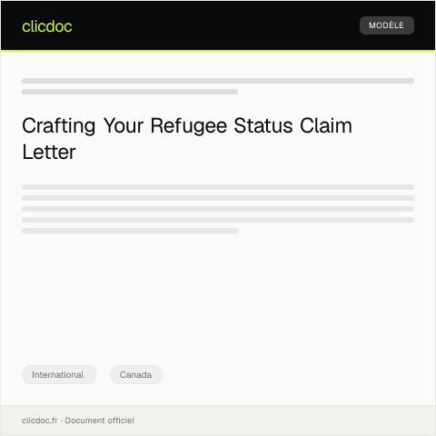 Document preview: Refugee Status Claim / Demande de statut de réfugié — International, Canada
