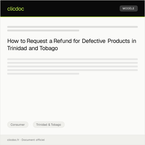 Document preview: Request for Refund of Faulty Consumer Goods from Retailer — Consumer, Trinidad & Tobago