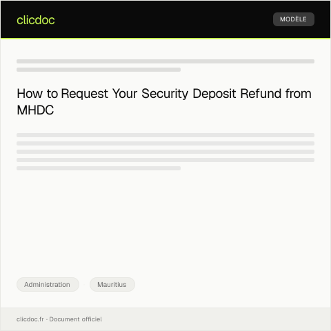Document preview: Demand for Refund of Security Deposit from Mauritius Housing Development Corporation — Administration, Mauritius