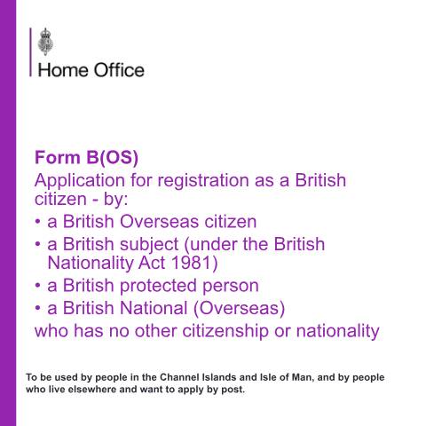 Document preview: Register as a British citizen (form B(OS)) — UK Visas and Immigration, United Kingdom