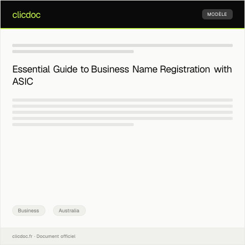 Document preview: Registration of Business Name with ASIC — Business, Australia