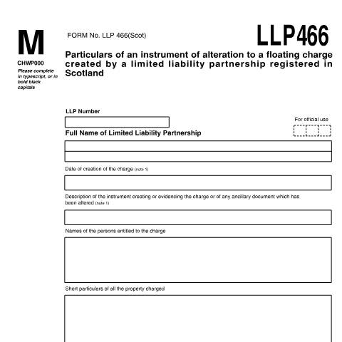 Document preview: Register a charge for Scottish limited liability partnership (LLP466) — Companies House, United Kingdom