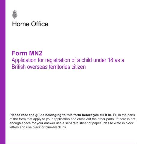 Document preview: Application to register child as British overseas territories citizen — UK Visas and Immigration, United Kingdom