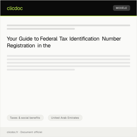 Document preview: Registration for Federal Tax Identification Number (TIN) — Taxes & social benefits, United Arab Emirates