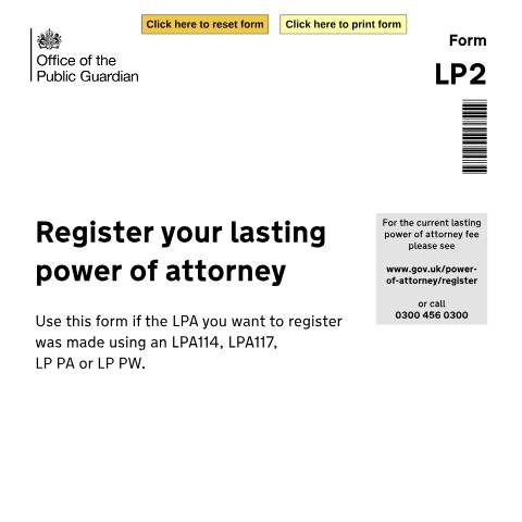 Document preview: Register a lasting power of attorney — Office of the Public Guardian, United Kingdom