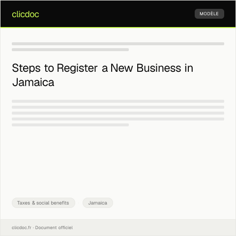 Document preview: Register a new business with the Companies Office of Jamaica — Taxes & social benefits, Jamaica