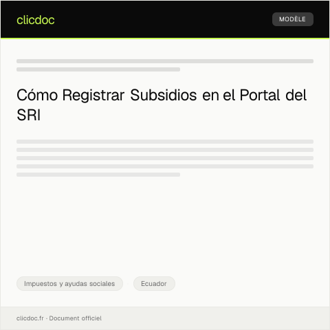 Vista previa del documento Registrar ayuda social o subsidios en línea a través del portal del gobierno — Impuestos y ayudas sociales, Ecuador