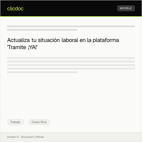 Vista previa del documento Registrar situación laboral en la plataforma 'Tramite ¡YA!' — Trabajo, Costa Rica