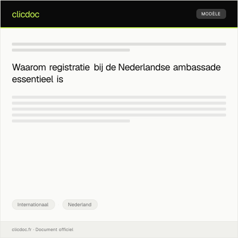 Documentvoorvertoning: Registratie bij de Nederlandse ambassade — Internationaal, Nederland