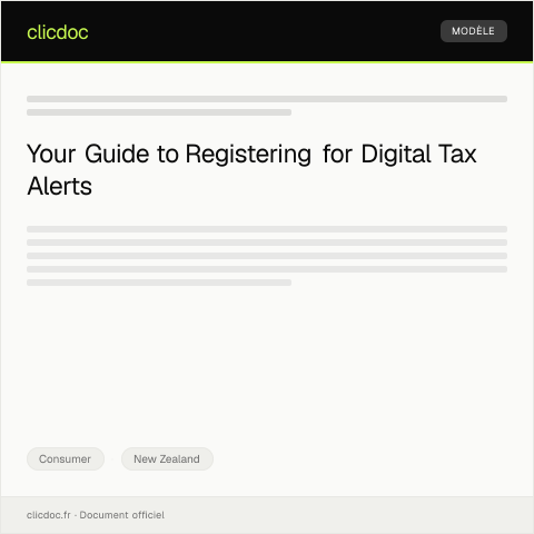 Document preview: Registration for Digital Tax Alerts — Consumer, New Zealand