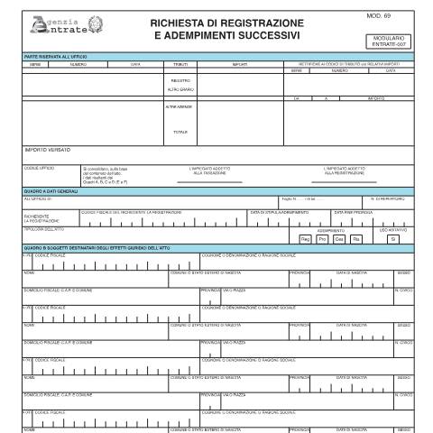 Anteprima documento Registrazione atti — Pagamenti, Italia