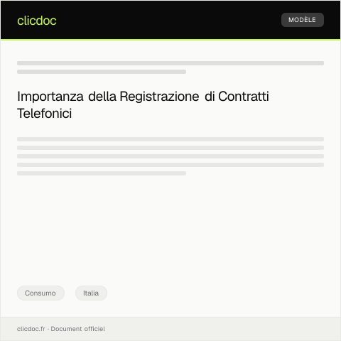 Anteprima documento Registrazione di un contratto di fornitura di servizi di telefonia — Consumo, Italia
