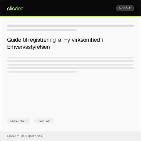 Document preview: Registrering af ny virksomhed i Erhvervsstyrelsen — Virksomhed, Danmark