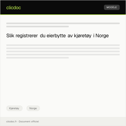 Document preview: Registrering av eierbytte — Kjøretøy, Norge