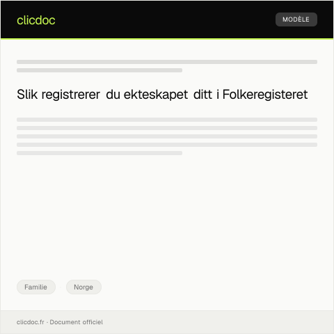 Document preview: Registrering av ekteskap i Folkeregisteret — Familie, Norge