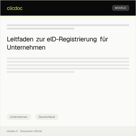 Dokumentvorschau: Registrierung für das eID-Verfahren bei der Bundesnetzagentur zur digitalen Geschäftsabwicklung — Unternehmen, Deutschland