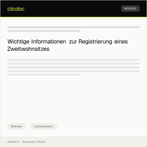 Dokumentvorschau: Registrierung eines Ferien- oder Zweitwohnsitzes — Wohnen, Liechtenstein