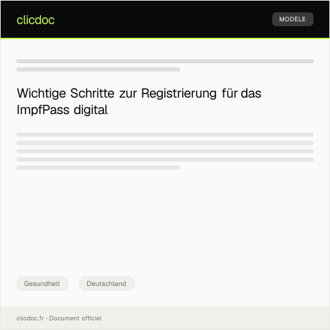 Dokumentvorschau: Registrierung für das elektronische Impfregister (ImpfPass digital) — Gesundheit, Deutschland