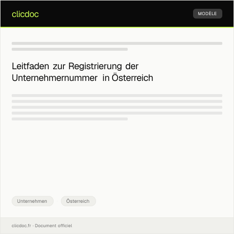 Dokumentvorschau: Registrierung für die Unternehmernummer (UID) im nationalen Unternehmensregister — Unternehmen, Österreich