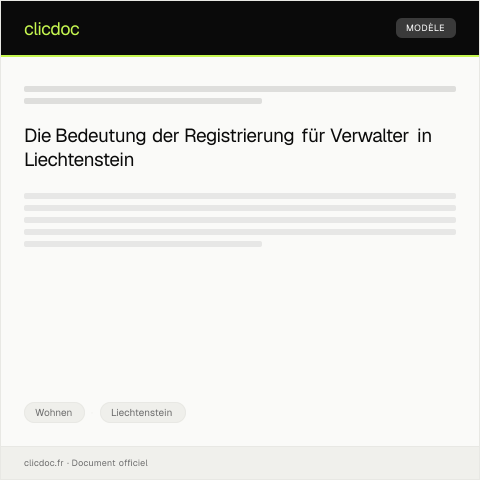 Dokumentvorschau: Registrierung eines Wohnungs- und Grundstücksverwalters — Wohnen, Liechtenstein