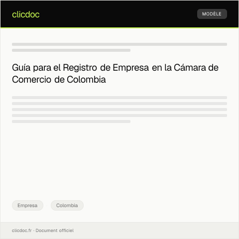 Vista previa del documento Registro de empresa ante la Cámara de Comercio — Empresa, Colombia