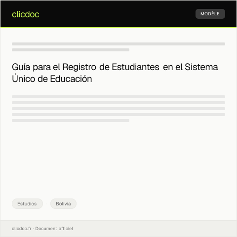 Vista previa del documento Registro de estudiantes en el Sistema Único de Educación — Estudios, Bolivia