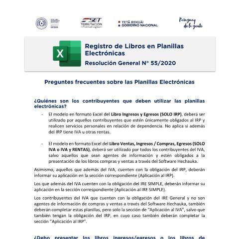 Vista previa del documento Preguntas frecuentes sobre el Registro de Libros en Planillas Electrónicas — Registro De Comprobantes, Paraguay