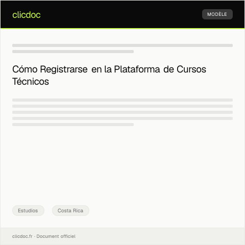 Vista previa del documento Registro en la plataforma electrónica para cursos de formación técnica y profesional — Estudios, Costa Rica