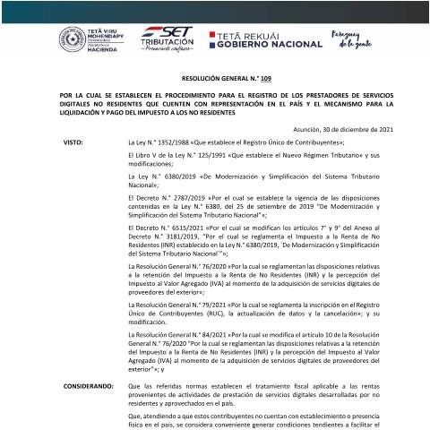 Vista previa del documento RGN109 1 — Inr, Paraguay