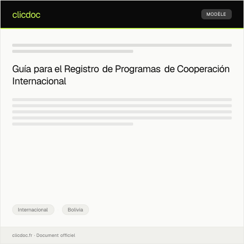 Vista previa del documento Registro de programas de cooperación internacional — Internacional, Bolivia