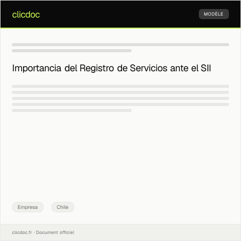 Vista previa del documento Registro de Servicios y Prestaciones Empresariales — Empresa, Chile