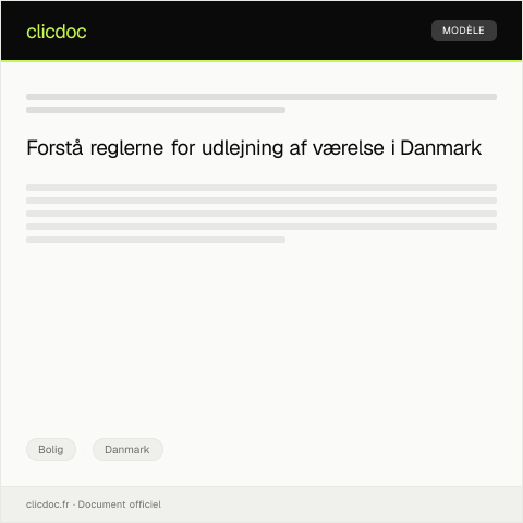 Document preview: Forespørgsel om regler for udlejning af værelse — Bolig, Danmark