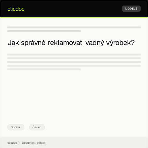 Document preview: Reklamace vadného výrobku — Správa, Česko
