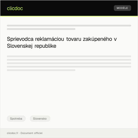 Document preview: Reklamácia nevyhovujúcej tovaru zakúpeného v SR — Spotreba, Slovensko
