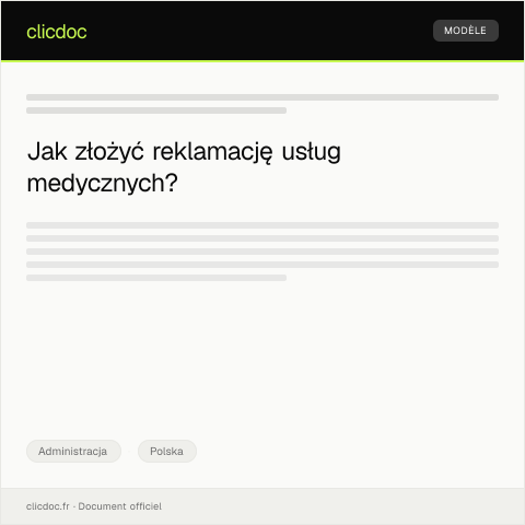 Document preview: Reklamacja usług medycznych — Administracja, Polska