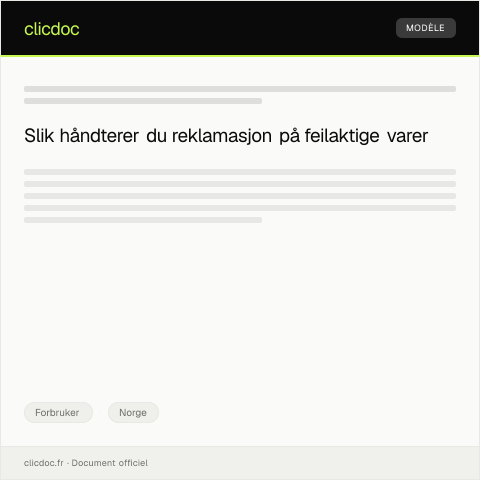 Document preview: Reklamasjon på feilaktig varer kjøpt i butikk — Forbruker, Norge