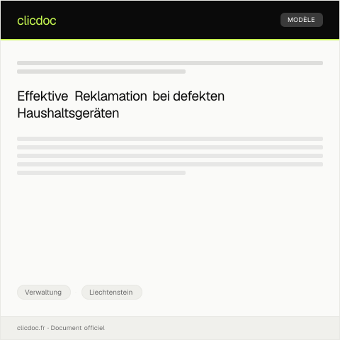 Dokumentvorschau: Reklamation wegen defekter Haushaltsgeräte bei lokalen Händlern — Verwaltung, Liechtenstein