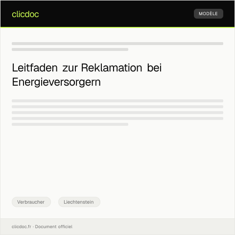 Dokumentvorschau: Reklamation bei einem Energieversorger wegen falscher Abrechnung — Verbraucher, Liechtenstein