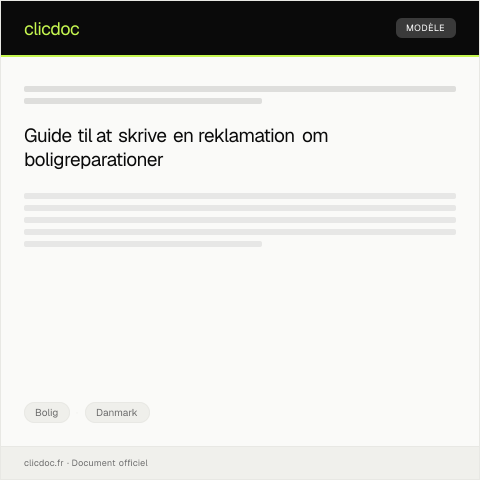 Document preview: Reklamation vedrørende manglende reparation i boligen — Bolig, Danmark