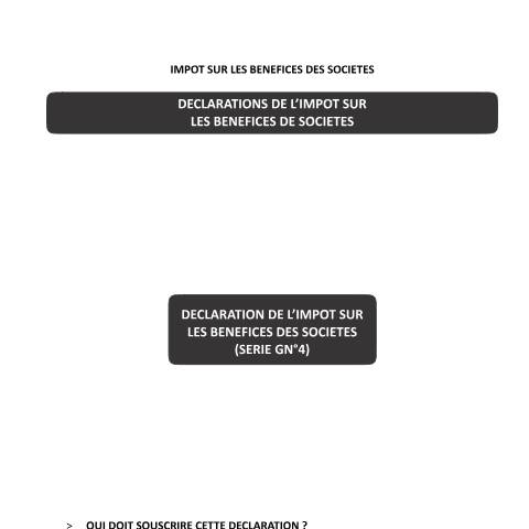 Aperçu du document Notice comment remplir la déclaration GN° 4 de l'impôt sur les bénéfices de sociétés — Formulaires de déclaration, Algérie (CERFA n°GN° 4)