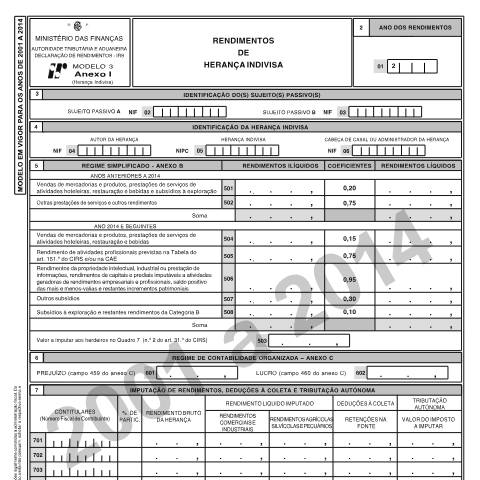 Pré-visualização do documento Anexo I - Rendimentos de Herança Indivisa — IRS, Portugal