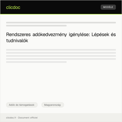 Document preview: Rendszeres adókedvezmény igénylése — Adók és támogatások, Magyarország