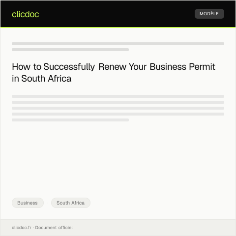 Document preview: Renewal of Business Permit at Local Council — Business, South Africa