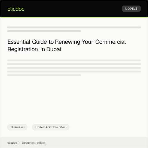 Document preview: Renewal of Commercial Registration Certificate via Dubai DED — Business, United Arab Emirates