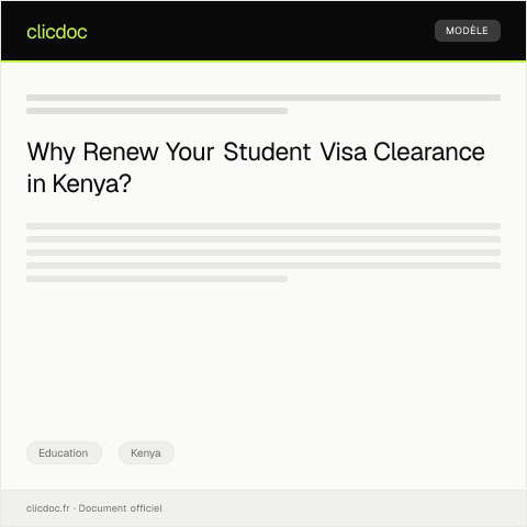 Document preview: Renewal of Student Visa Clearance (Form VISA-KEN007) — Education, Kenya