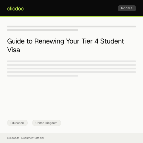 Document preview: Renewal of Student Visa (Tier 4) Application — Education, United Kingdom