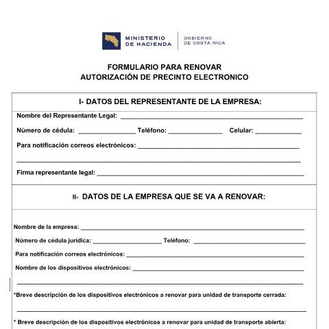 Vista previa del documento Formulario RENOVAR PRECINTO ELECTRONICO — Formulario, Costa Rica (CERFA n°Formulario-RENOVAR-PRECINTO-ELECTRONICO)