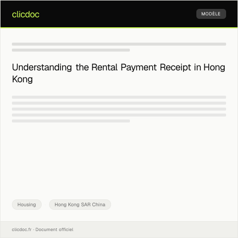 Document preview: Rental Payment Receipt租金收據 — Housing, Hong Kong SAR China